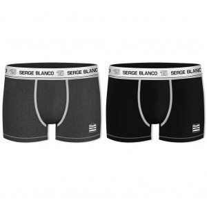 SERGE BLANCO 2 Boxers Homme Coton BCX2CLASS1 Anthracite Noir