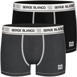 SERGE BLANCO 2 Boxers Homme Coton BCX2CLASS1 Anthracite Noir