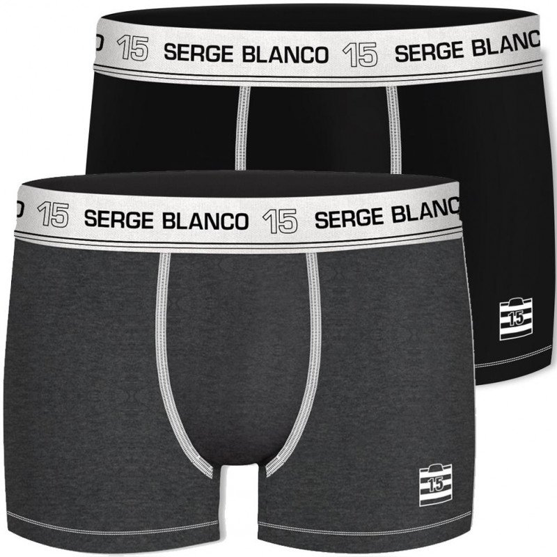 SERGE BLANCO Lot de 2 Boxers Homme Coton BCX2CLASS1 Anthracite Noir