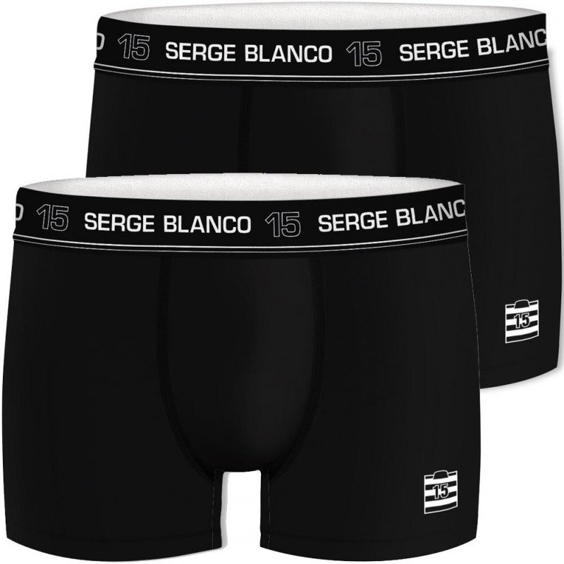 SERGE BLANCO Lot de 2 Boxers Homme Coton BCX2CLASS2 Noir Noir