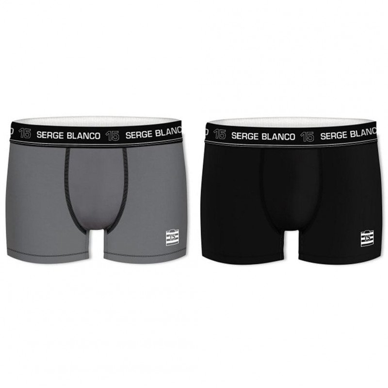 SERGE BLANCO Lot de 2 Boxers Homme Coton BCX2CLASS2 Gris Noir