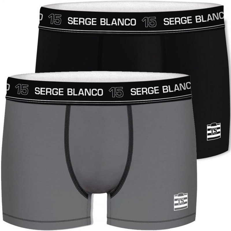 SERGE BLANCO Lot de 2 Boxers Homme Coton BCX2CLASS2 Gris Noir