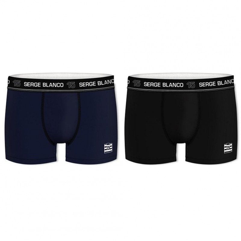 SERGE BLANCO Lot de 2 Boxers Homme Coton BCX2CLASS2 Marine Noir