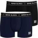 SERGE BLANCO Lot de 2 Boxers Homme Coton BCX2CLASS2 Marine Noir