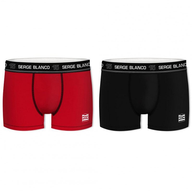 SERGE BLANCO Lot de 2 Boxers Homme Coton BCX2CLASS2 Rouge Noir