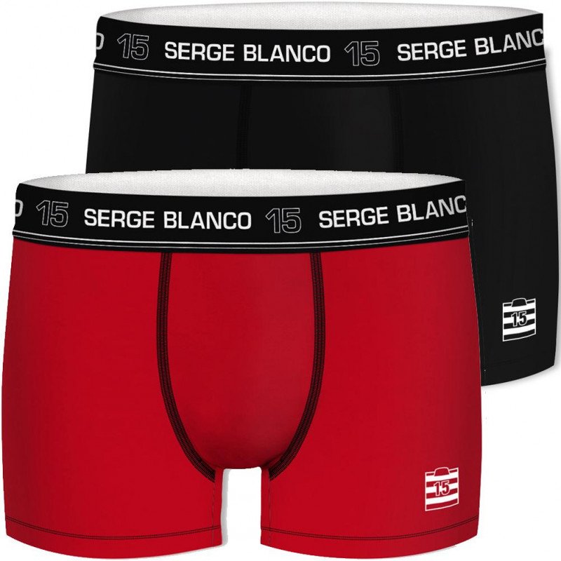 SERGE BLANCO Lot de 2 Boxers Homme Coton BCX2CLASS2 Rouge Noir