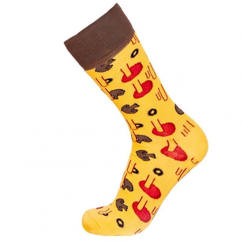 CRAZYSOCKS Chaussettes Homme Coton Bio TCX1 PIZA Jaune Marron