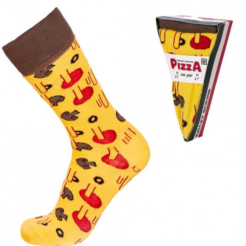 CRAZYSOCKS Chaussettes Homme Coton Bio TCX1 PIZA Jaune Marron