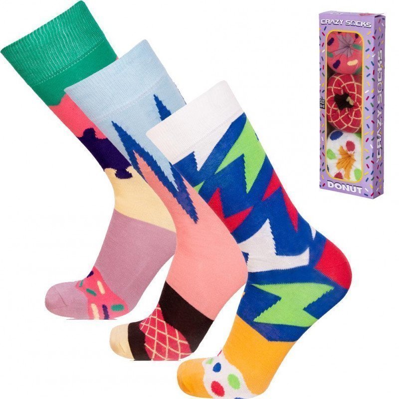 CRAZYSOCKS Lot de 3 paires de Chaussettes Homme Coton Bio TCX3 DONA Multicolore