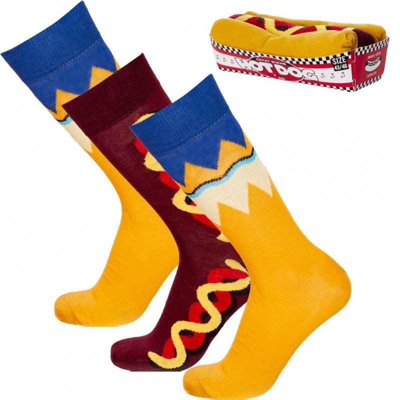 CRAZYSOCKS Lot de 3 paires de Chaussettes Homme Coton Bio TCX3 HOT Jaune Marron