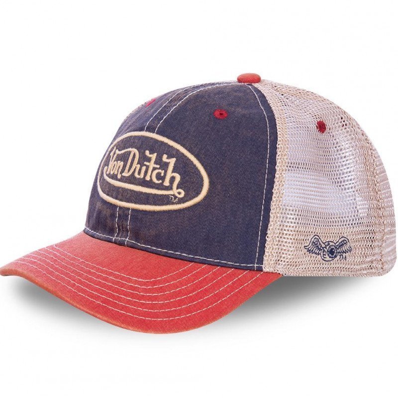 VON DUTCH Casquette Homme MicroCoton MAC2 Bleu Blanc Rouge