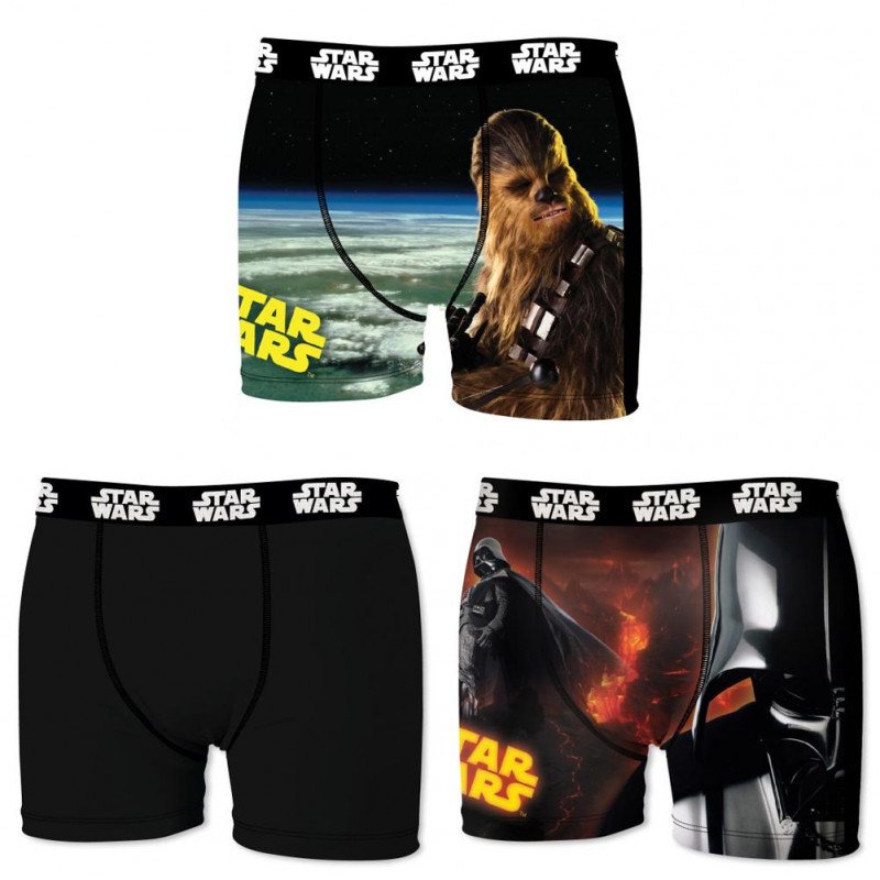 STAR WARS Lot de 3 Boxers Homme Microfibre BMX3 ASS5 Noir Marron