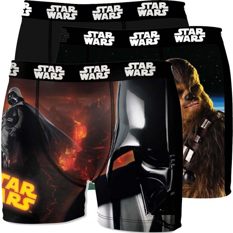 STAR WARS Lot de 3 Boxers Homme Microfibre BMX3 ASS5 Noir Marron