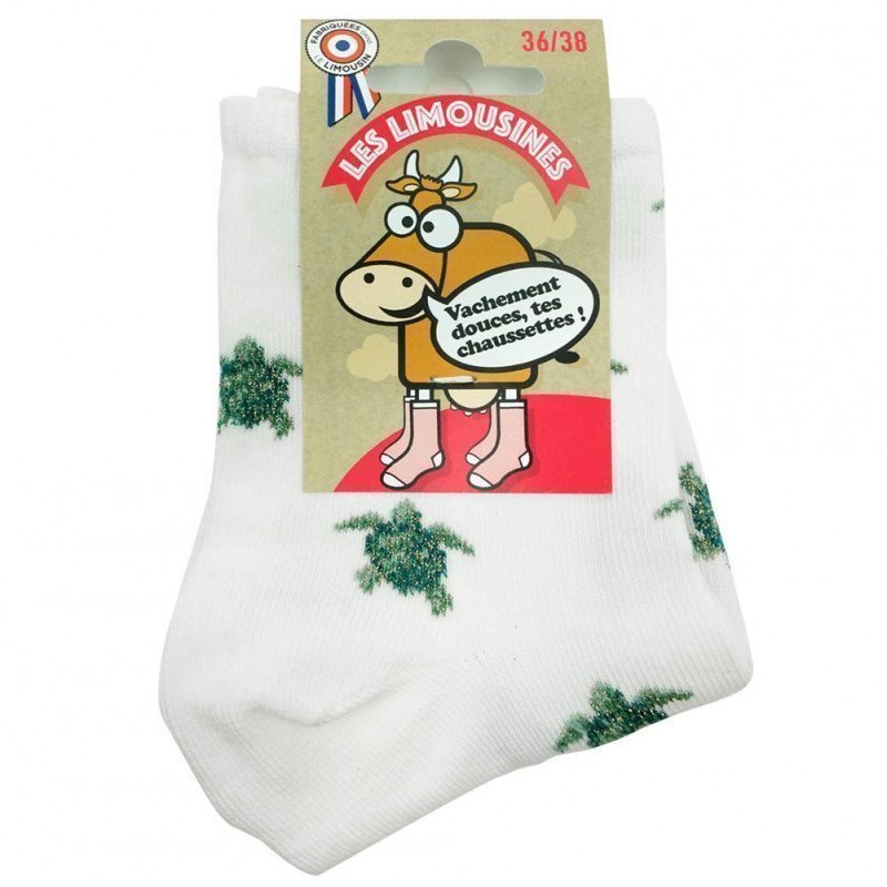 Mi-chaussettes Femme TORTUE Blanc et Vert