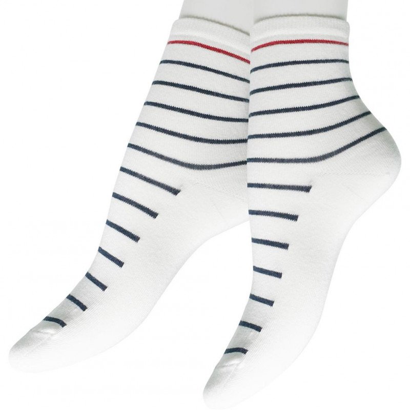Mi-chaussettes Femme MARINE Blanc et Marine