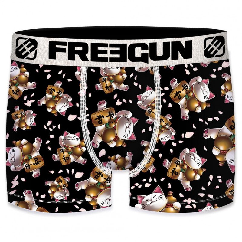 FREEGUN Boxer Homme Microfibre CHA Noir Blanc PREMIUM