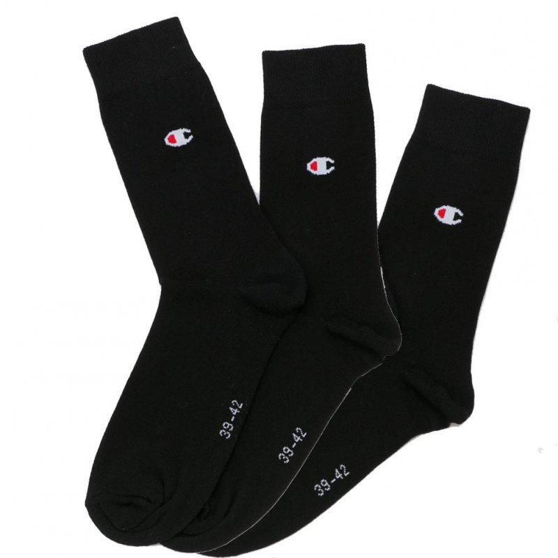 CHAMPION Lot de 3 paires de Chaussettes Homme Coton CITY Noir