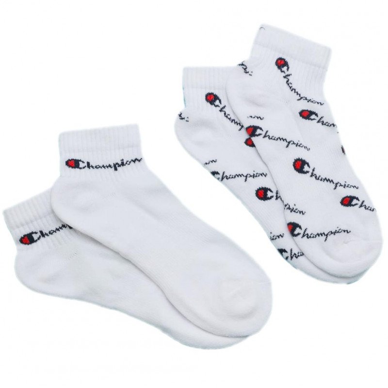 CHAMPION Lot de 2 paires de Socquettes Homme Coton ALLOVERMIX Blanc