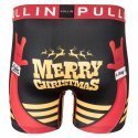 PULL IN Boxer Long Homme Microfibre XMASPARTY Noir Rouge