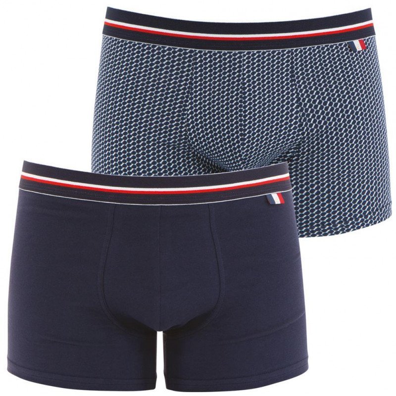 LOT DE 2 Boxer Sous-vêtements Homme MADE IN FRANCE Bleu et Pomme
