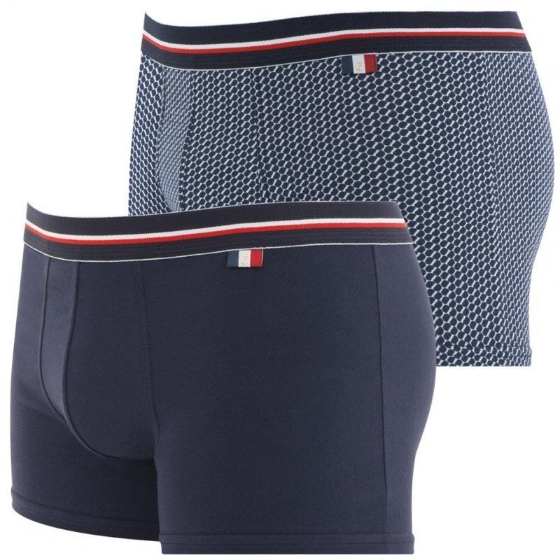 LOT DE 2 Boxer Sous-vêtements Homme MADE IN FRANCE Bleu et Pomme