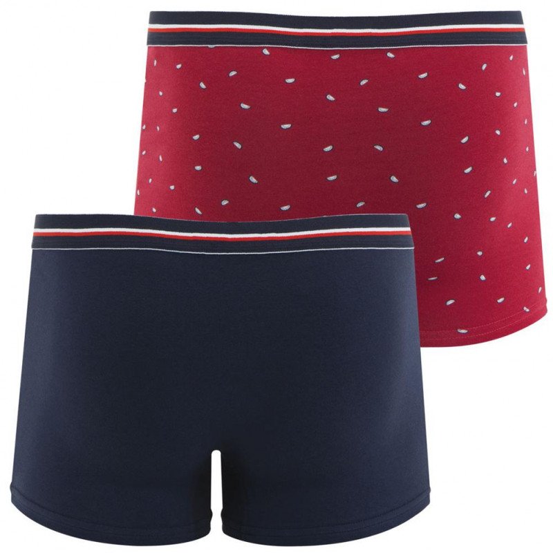 LOT DE 2 Boxer Sous-vêtements Homme MADE IN FRANCE Bleu et Rouge