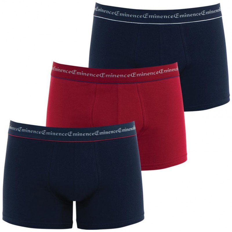 LOT DE 3 Boxer Sous-vêtements Homme BUSINESS Rouge et Marine