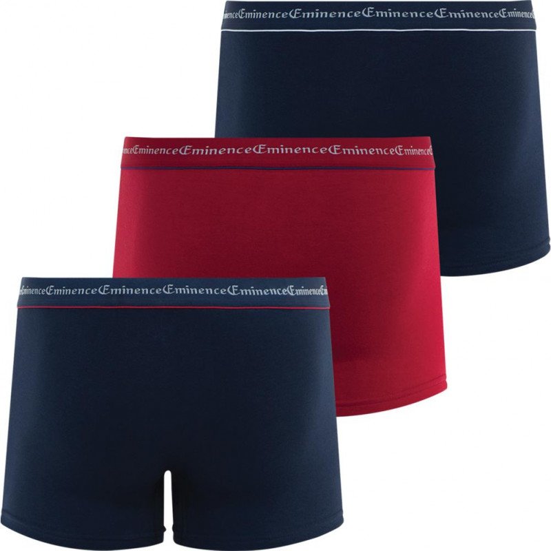 EMINENCE Lot de 3 Boxers Homme Coton BUSINESS Marine Rouge