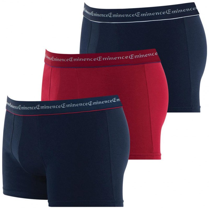 EMINENCE Lot de 3 Boxers Homme Coton BUSINESS Marine Rouge