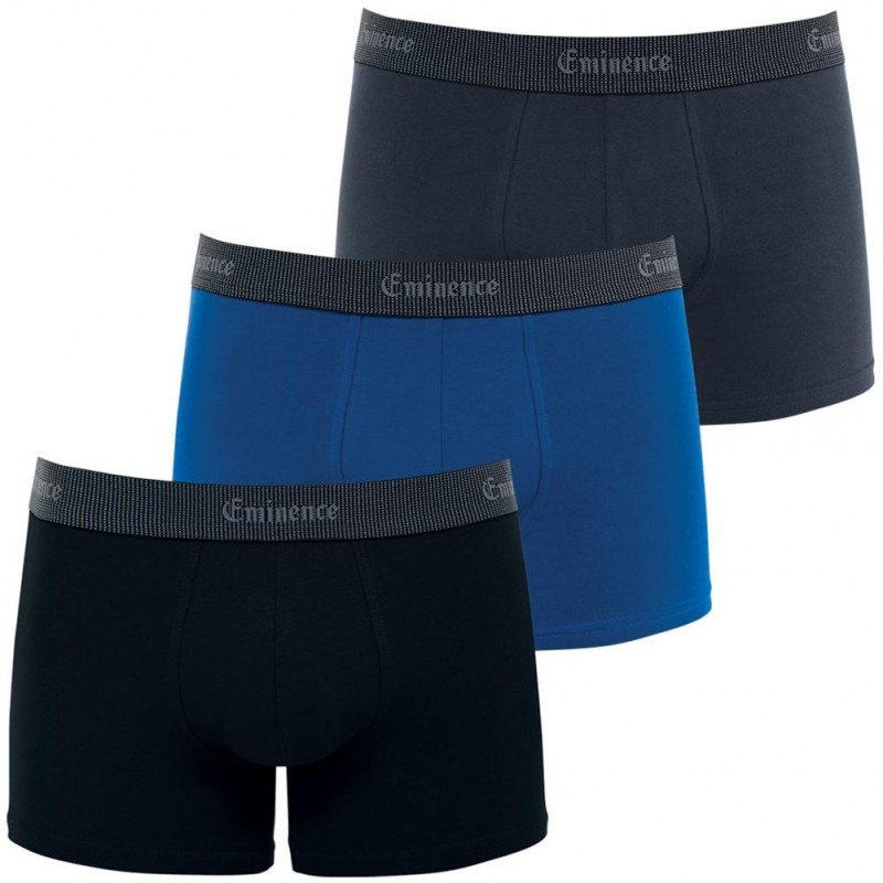 EMINENCE Lot de 3 Boxers Homme Coton SELECTION Anthracite Bleu Noir