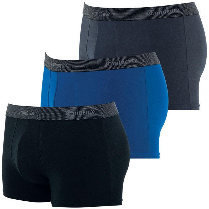 EMINENCE Lot de 3 Boxers Homme Coton SELECTION Anthracite Bleu Noir