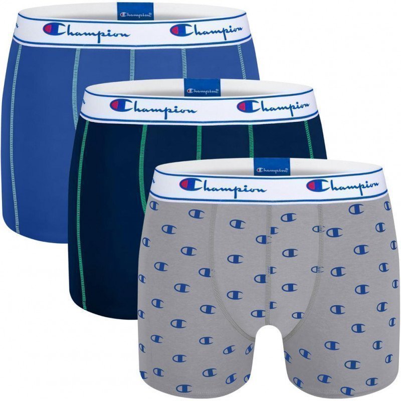 LOT DE 3 Boxer Sous-vêtements Homme TRIOLOG Bleu et Souris