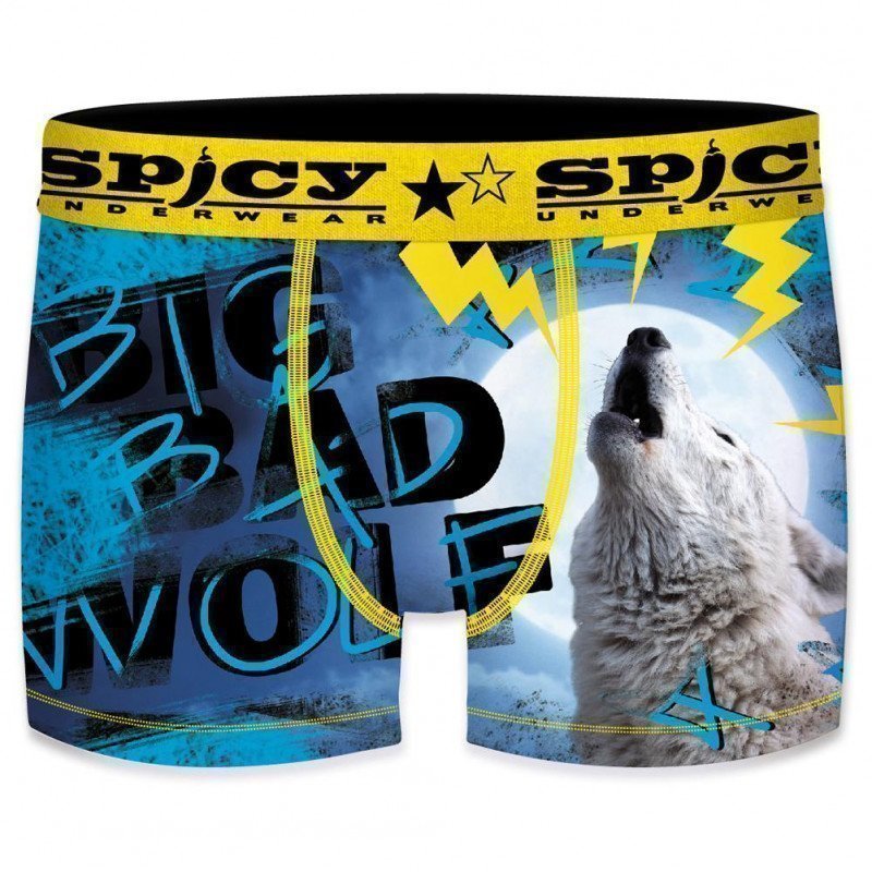 SPICY UNDERWEAR Boxer Homme Microfibre ASS1 LOUP Bleu