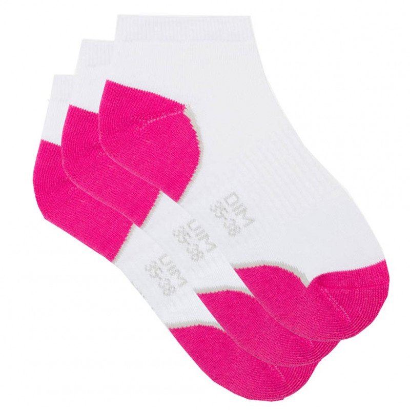 LOT DE 3 Socquettes Chaussettes Femme IMPLEG Blanc et Rose