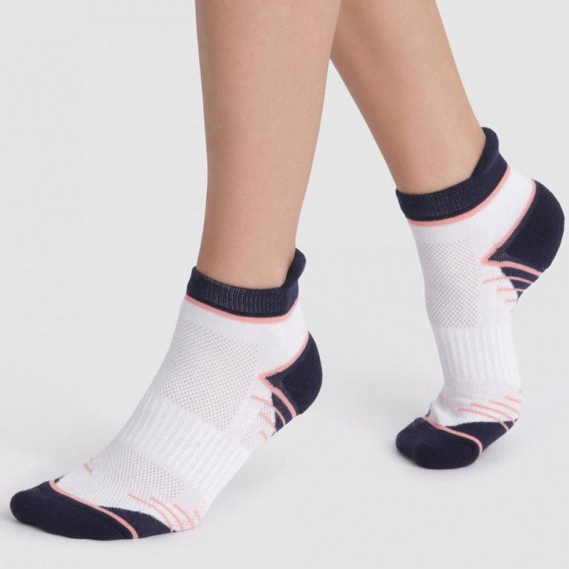 LOT DE 2 Socquettes Chaussettes Femme IMPMED Blanc et Bleu