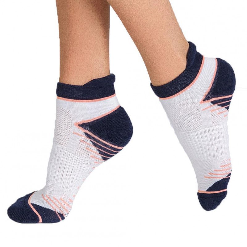 LOT DE 2 Socquettes Chaussettes Femme IMPMED Blanc et Bleu