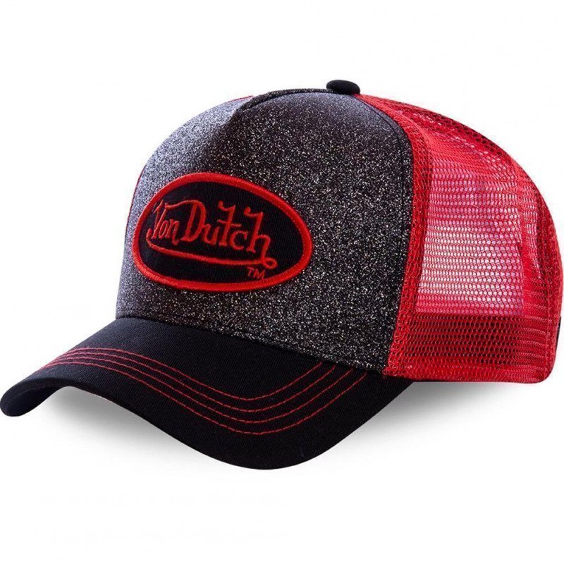 VON DUTCH Casquette Mixte Microfibre FLAK RED Noir Rouge