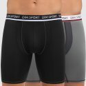 DIM Lot de 2 Boxers longs Homme Micofibre ACTIVE Noir Gris SPORT