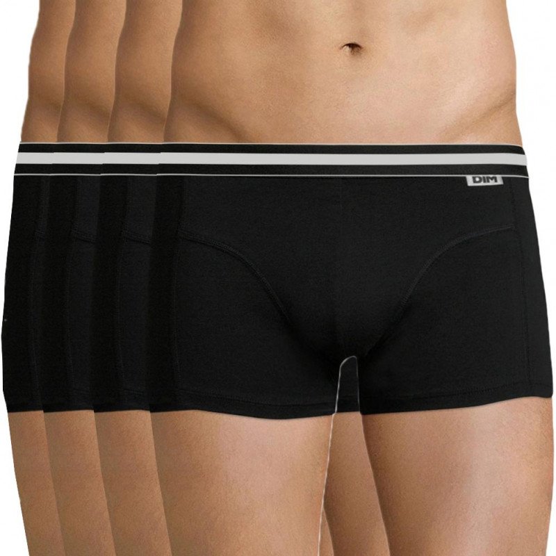 DIM Lot de 4 Boxers Homme Coton ECODIM4 Noir