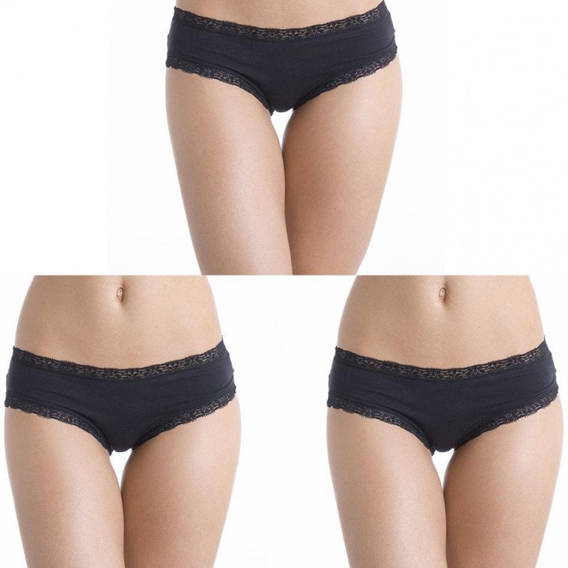 SIMPLY ME Lot de 3 Shortys Femme Coton BDX3 ASS2 Noir