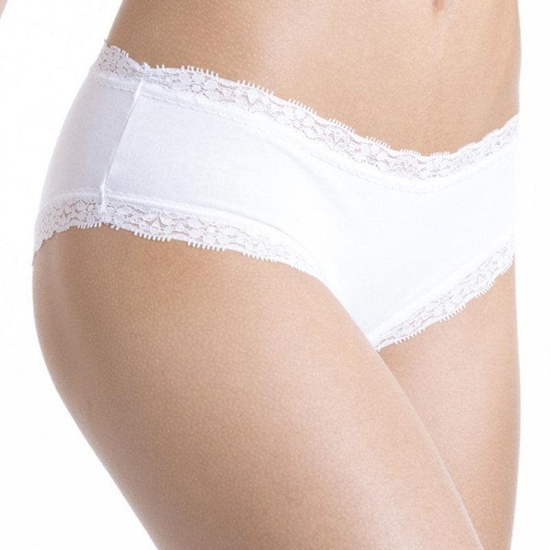 SIMPLY ME Lot de 3 Shortys Femme Coton BDX3 ASS2 Blanc