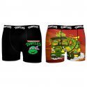 NICKELODEON Lot de 2 Boxers Garçon Microfibre BMX2ASS Noir Multicolore TORTUES NINJA