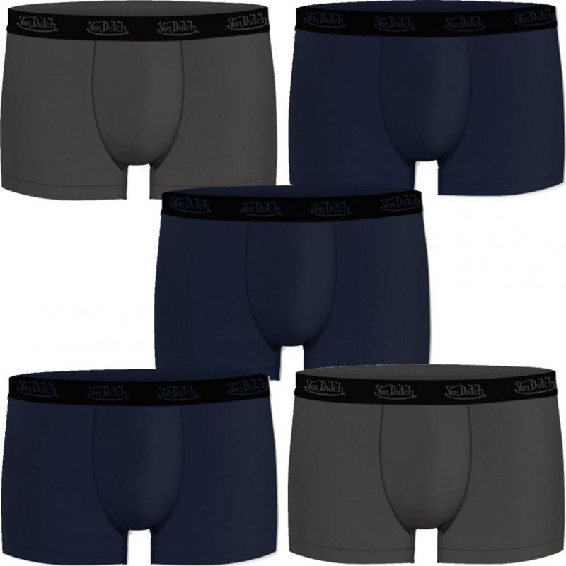 LOT DE 5 Boxer Sous-vêtements Homme BCX5BASIC Bleu et Gris