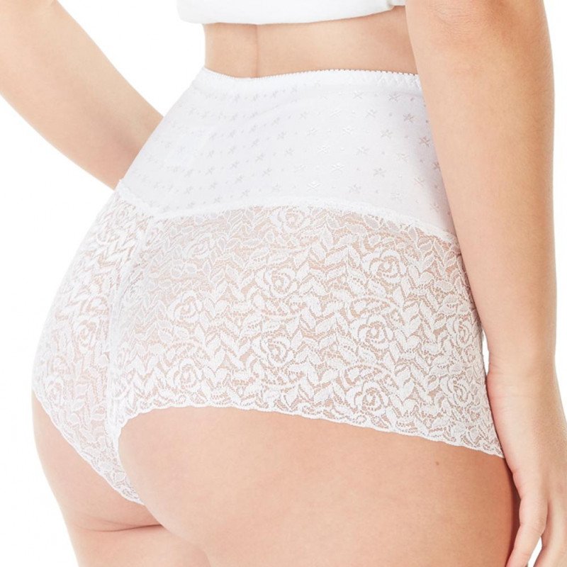 SIMPLY ME Boxer Femme Dentelle Ventre plat ORIANE Blanc