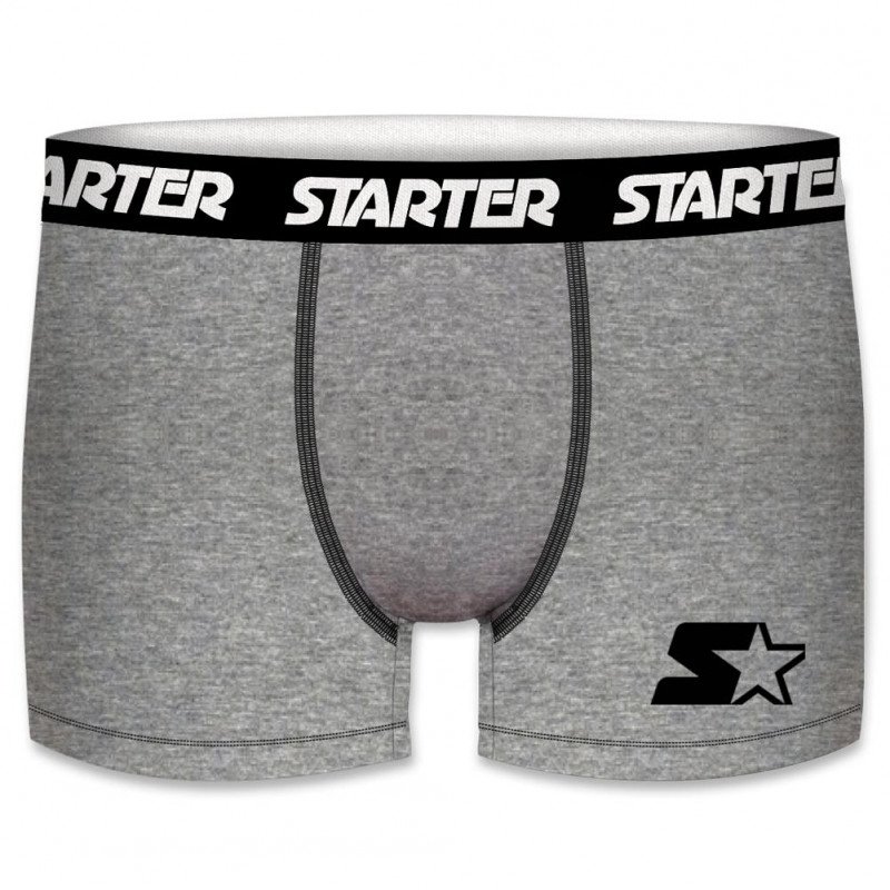 STARTER Boxer Homme Coton SMART AS1 Gris chiné ceinture Noir