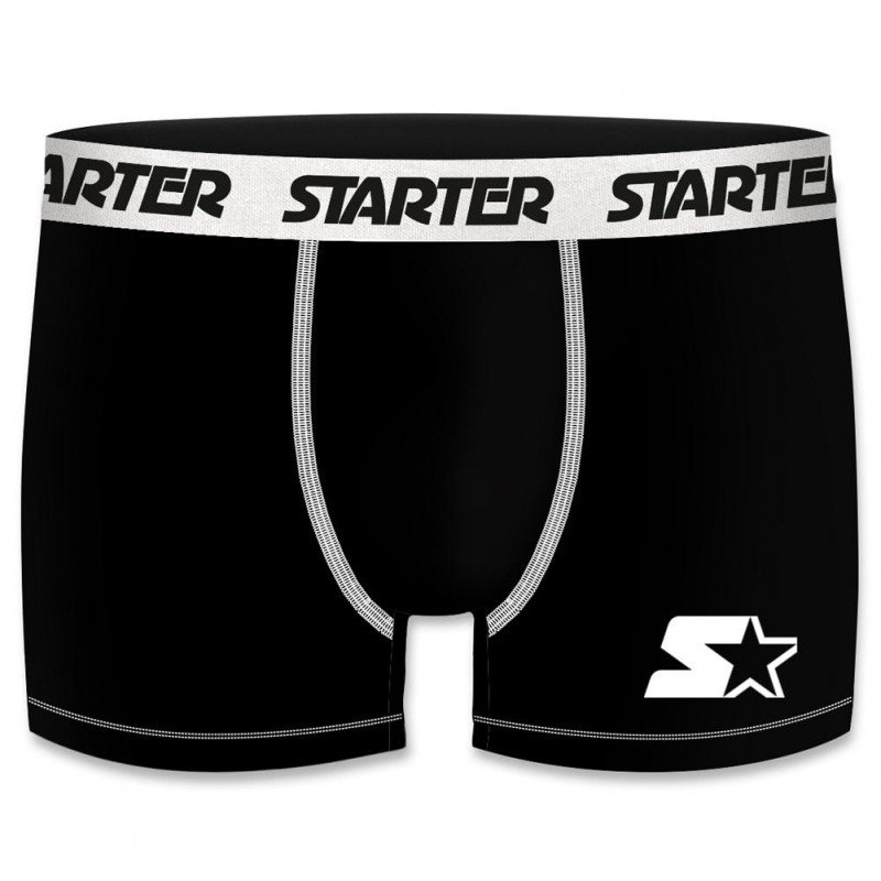 STARTER Boxer Homme Coton SMART AS1 Noir ceinture Blanc