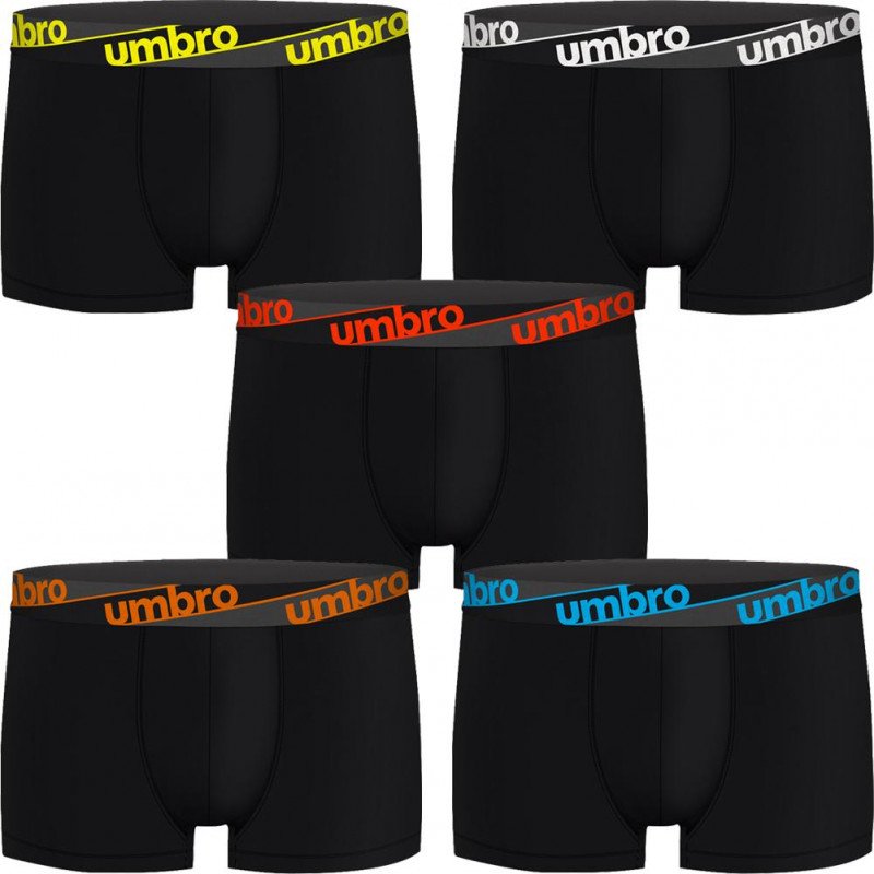 UMBRO Lot de 5 Boxers Homme Coton BCX5CLASS 7 Noir ceinture Multicolore