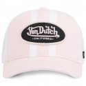 VON DUTCH Casquette Femme Microfibre STRIP Rose pâle Blanc