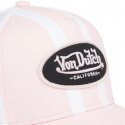 VON DUTCH Casquette Femme Microfibre STRIP Rose pâle Blanc