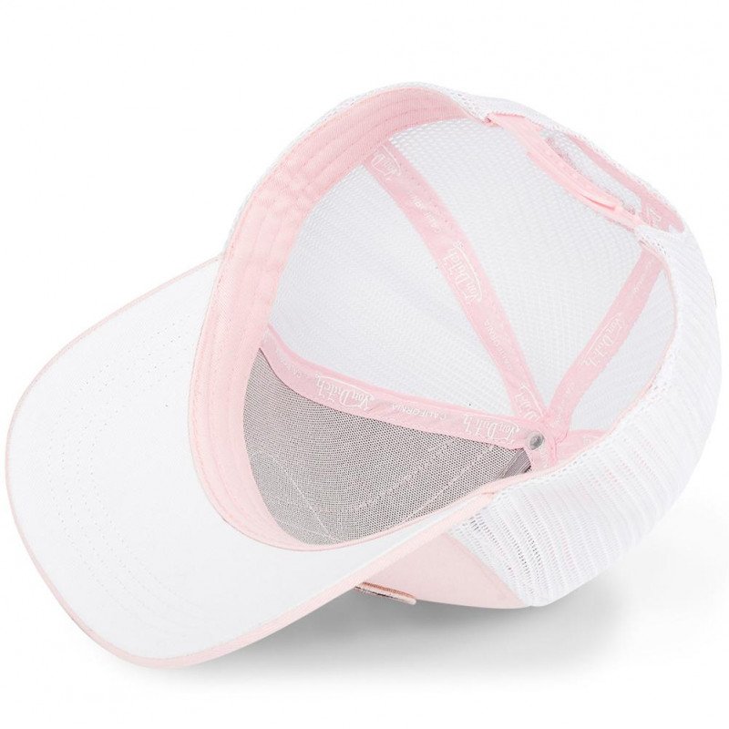 VON DUTCH Casquette Femme Microfibre STRIP Rose pâle Blanc